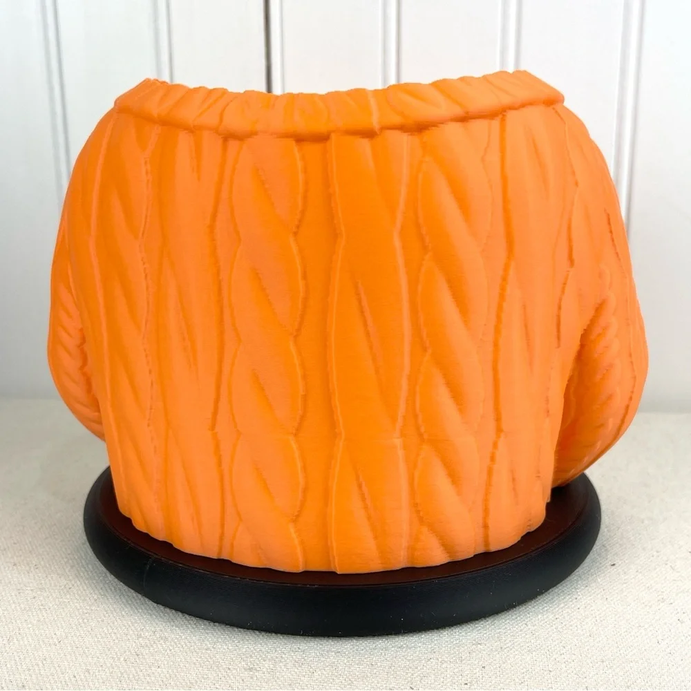 Wool Sweater Indoor Planter Pot, Cable Knit Flower Pot